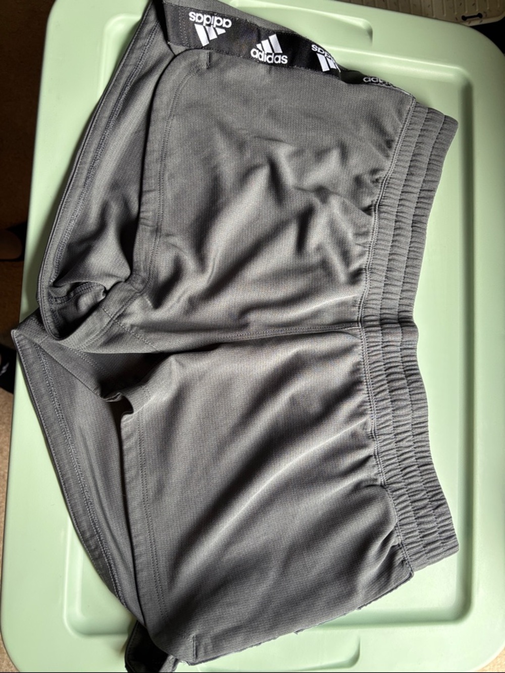 adidas Gray Athletic Running Shorts with Logo Trim